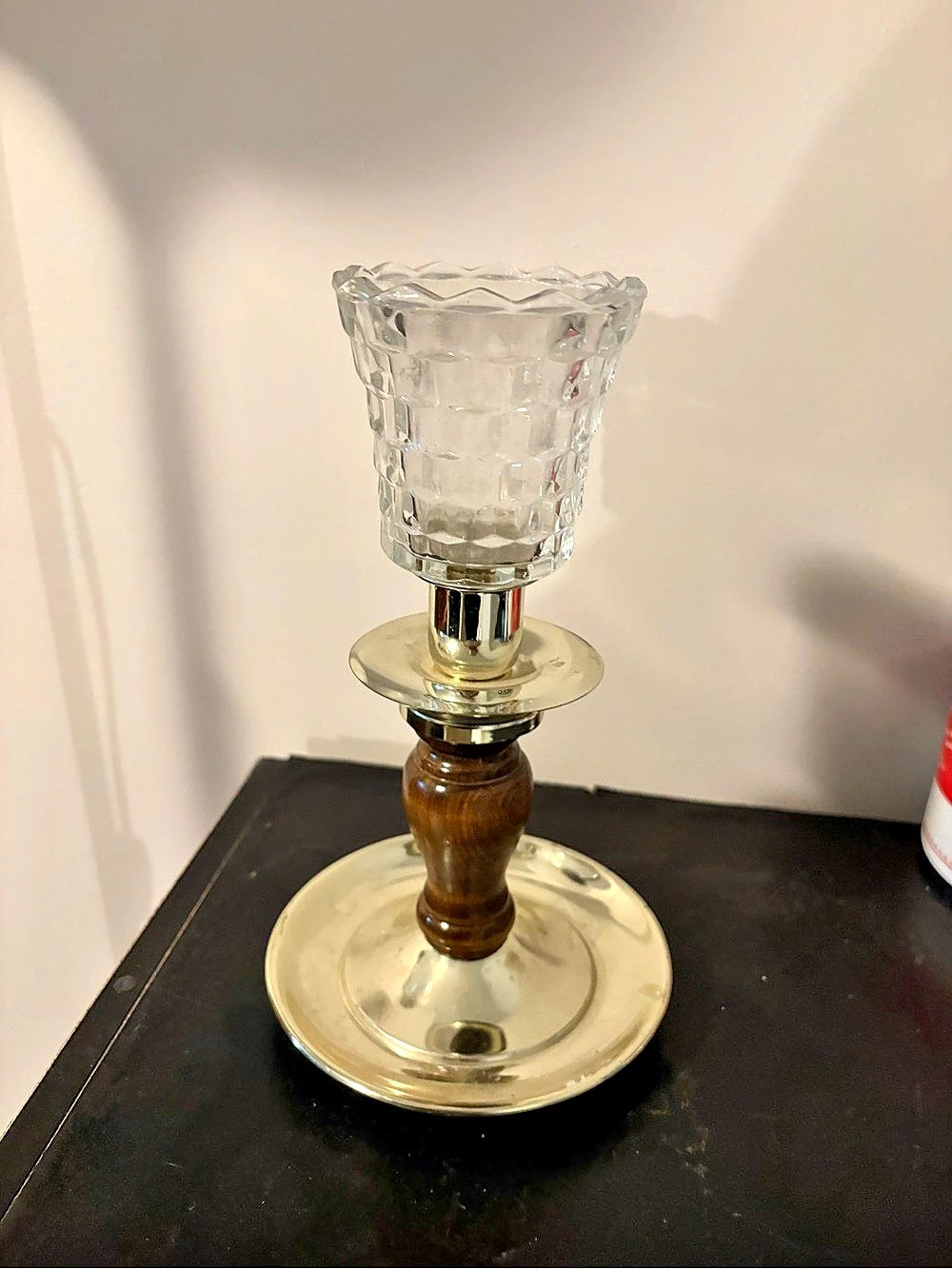 Vintage Homco Candlestick Holder with Hurricane Glass Shade